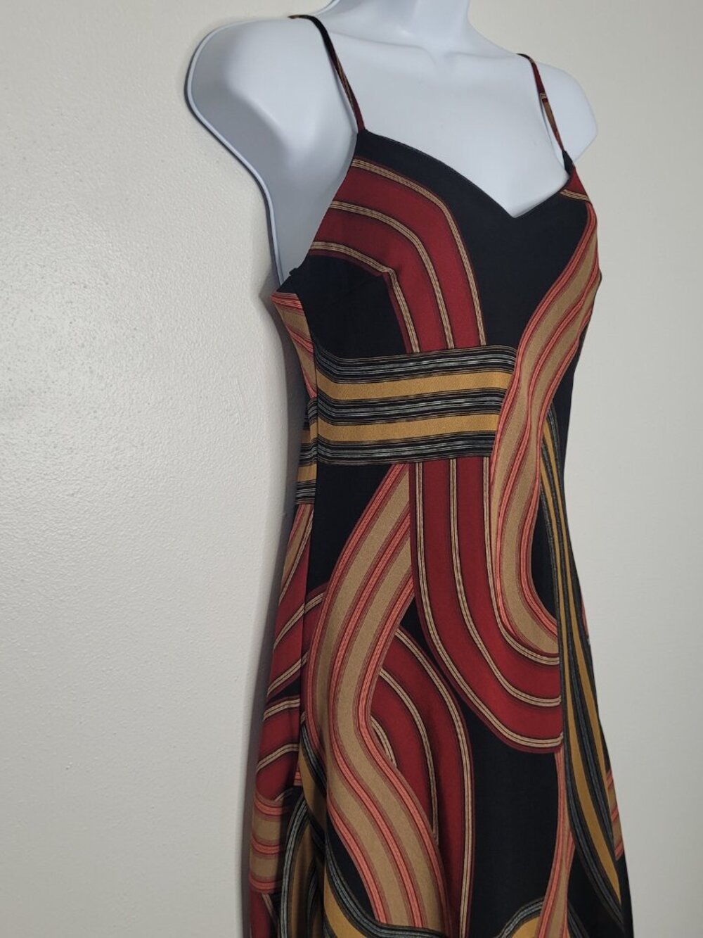 Vintage 90s y2k Khaki Krew black red tan artsy grunge party dress size medium - Picture 2 of 7